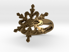 Snowflake Ring 2 d=17mm h35d17 in Polished Bronze