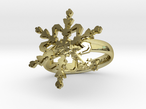 Snowflake Ring 2 d=17mm h35d17 in 18k Gold Plated Brass