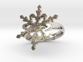 Snowflake Ring 2 d=17mm h35d17 in Rhodium Plated Brass