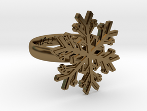 Snowflake Ring 1 d=17mm h35d17 in Polished Bronze