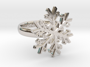 Snowflake Ring 1 d=17mm h35d17 in Rhodium Plated Brass
