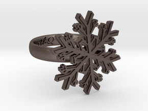 Snowflake Ring 1 d=17mm h35d17 in Polished Bronzed Silver Steel
