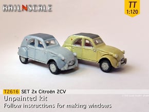 SET 2x Citroën 2CV '61-'65 (TT 1:120) in Smooth Fine Detail Plastic
