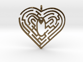 Heart Maze-shape Pendant 1 in Natural Bronze