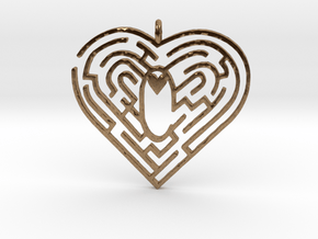Heart Maze-shape Pendant 1 in Natural Brass