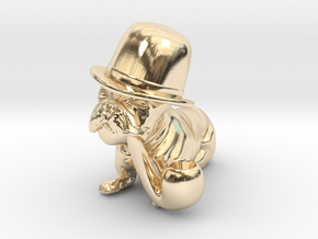 Frenchie With Hat And Pipe in 14K Yellow Gold