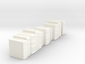 Books: Row of Books.  Version 4 in White Processed Versatile Plastic