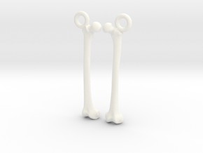 Bone Earrings in White Processed Versatile Plastic