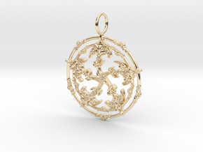 Baroque Fleur de Lys Pentagram pendant in 14K Yellow Gold