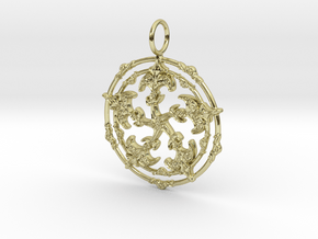 Baroque Fleur de Lys Pentagram pendant in 18k Gold Plated Brass