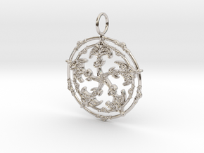Baroque Fleur de Lys Pentagram pendant in Rhodium Plated Brass