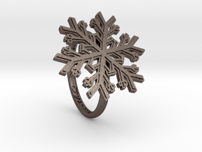 Snowflake Ring 1 d=17mm h21d17 in Polished Bronzed Silver Steel