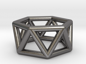 0418 Hexagonal Antiprism (a=1cm) #001 in Polished Nickel Steel