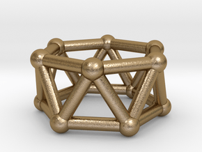 0419 Hexagonal Antiprism (a=1cm) #002 in Polished Gold Steel