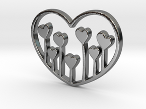 Heart's Garden Pendant - Amour Collection in Fine Detail Polished Silver