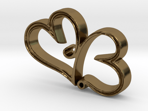 Two Hearts in Love Pendant - Amour Collection in Polished Bronze
