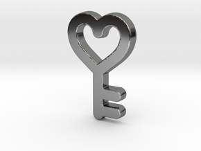 Heart Key Pendant - Amour Collection in Fine Detail Polished Silver