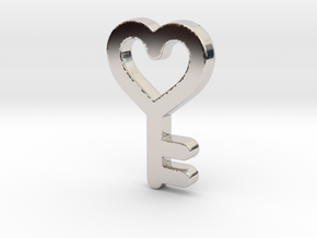 Heart Key Pendant - Amour Collection in Rhodium Plated Brass