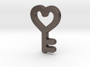 Heart Key Pendant - Amour Collection in Polished Bronzed Silver Steel
