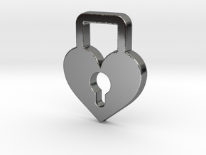 Heart Lock Pendant - Amour Collection in Fine Detail Polished Silver