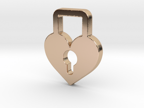 Heart Lock Pendant - Amour Collection in 14k Rose Gold Plated Brass
