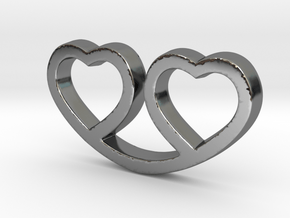 Two Hearts Together Pendant - Amour Collection in Fine Detail Polished Silver
