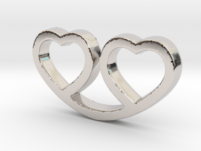 Two Hearts Together Pendant - Amour Collection in Rhodium Plated Brass