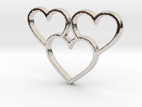 Trio of Hearts Pendant - Amour Collection in Platinum