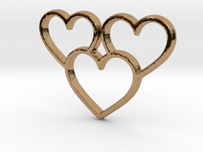 Trio of Hearts Pendant - Amour Collection in Polished Brass