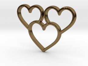 Trio of Hearts Pendant - Amour Collection in Polished Bronze
