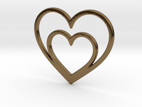 One Heart for Two Pendant - Amour Collection in Polished Bronze
