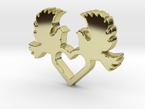 Doves with Heart V1 Pendant - Amour Collection in 18k Gold