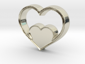 Two Hearts in One Pendant - Amour Collection in 14k White Gold