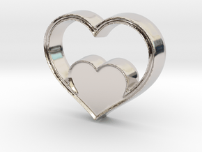 Two Hearts in One Pendant - Amour Collection in Platinum