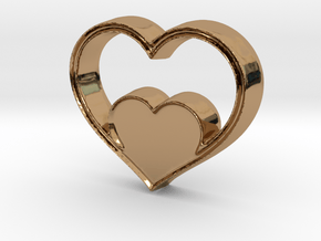 Two Hearts in One Pendant - Amour Collection in Polished Brass