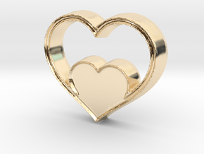 Two Hearts in One Pendant - Amour Collection in 14k Gold Plated Brass