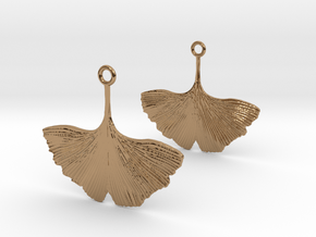 Ginkgo Leaf Earring in Polished Brass