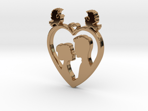 Two in a Heart with Doves V1 Pendant - Amour in Polished Brass