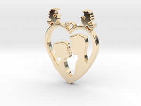 Two in a Heart with Doves V1 Pendant - Amour in 14k Gold Plated Brass
