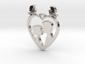 Two in a Heart with Doves V1 Pendant - Amour in Rhodium Plated Brass