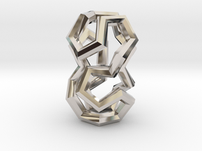 Stacked Dodecahedra Pendant in Rhodium Plated Brass