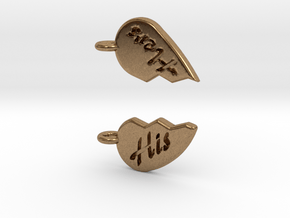 His and Hers Heart Halves in Natural Brass