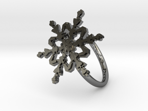 Snowflake Ring 2 d=18mm h21d18 in Fine Detail Polished Silver