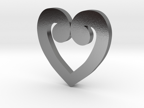 Heart Numero Uno in Polished Silver