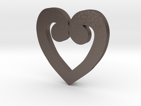 Heart Numero Uno in Polished Bronzed Silver Steel