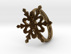 Snowflake Ring 2 d=19mm h35d19 in Polished Bronze