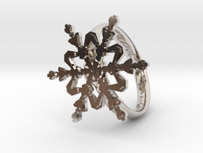 Snowflake Ring 2 d=19mm h35d19 in Rhodium Plated Brass