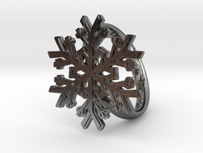 Snowflake Ring 1 d=19mm h35d19 in Fine Detail Polished Silver