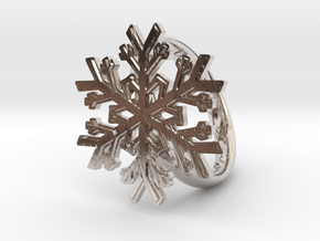 Snowflake Ring 1 d=19mm h35d19 in Rhodium Plated Brass