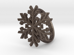 Snowflake Ring 1 d=19mm h35d19 in Polished Bronzed Silver Steel